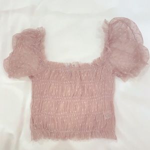 Cotton Candy LA sheer pink polka dot top